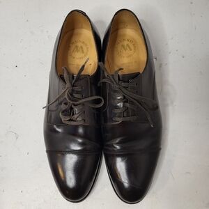 Atelier Munro Leather Lace Up Round Toe Dress Oxford Shoe Chocolate Brown